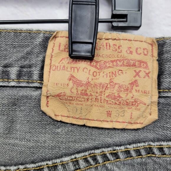 Levis Gray Button Fly Jeans Mens 33x30 Mexico Distressed VTG Skater Classic - Picture 9 of 10
